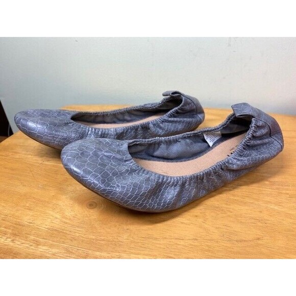 Old Navy Women's Sz 8 Gray Snake Skin Pattern Slip-on Scrunch Ballet Flats Shoes - Picture 10 of 12